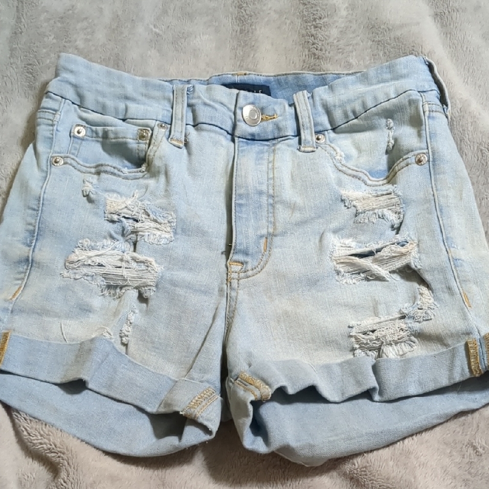 Aeropostale Light Wash Ripped Jean Shorts